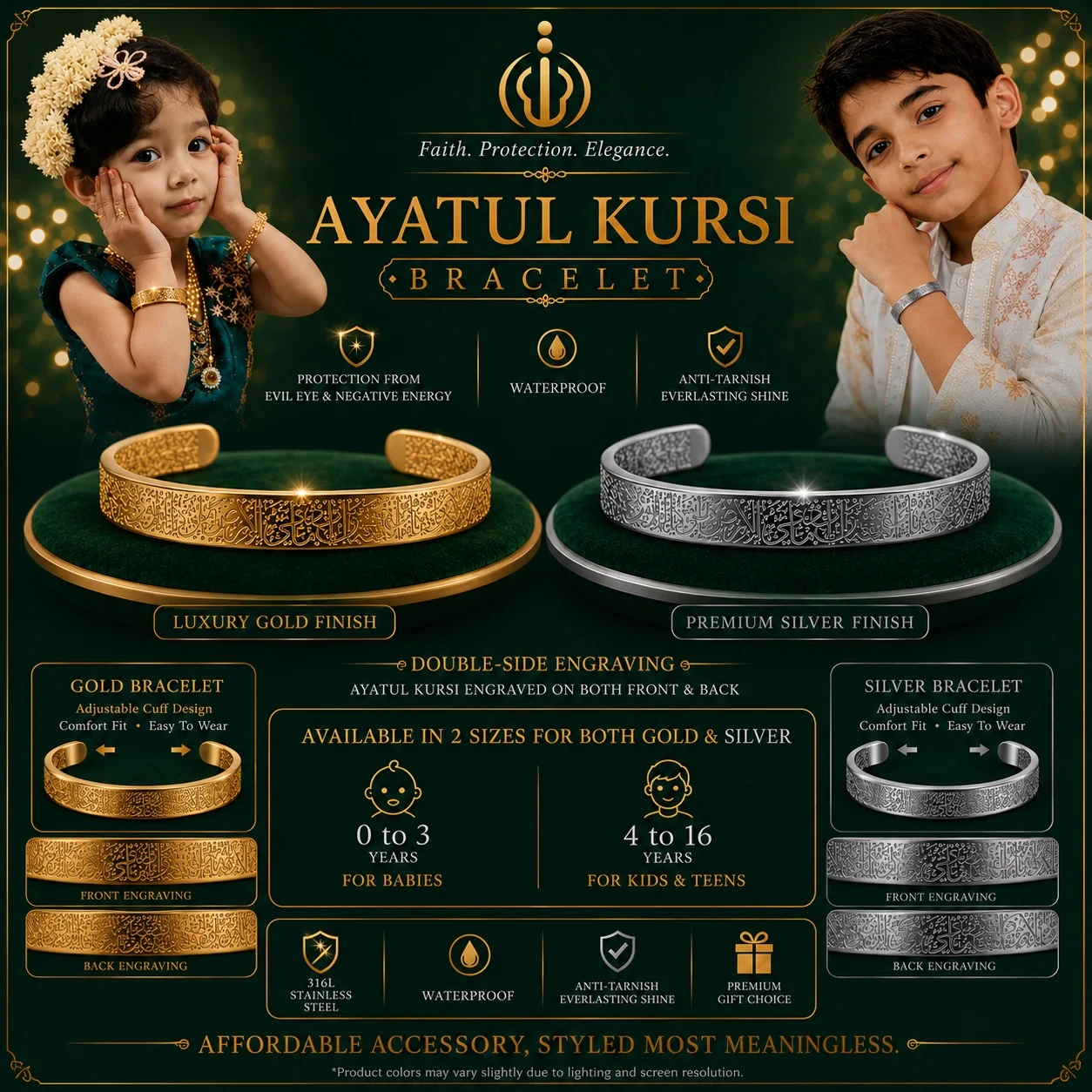 Premium Ayatul Kursi Bracelet Hand cuff  (0–15 Age)